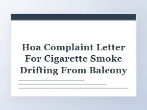 Hoa Complaint Letter for Cigarette Smoke