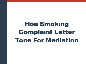 Mediating a Smoking Complaint Letter Tone