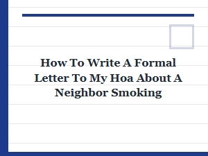 Hoa Letter Regarding Neighbor Smoking